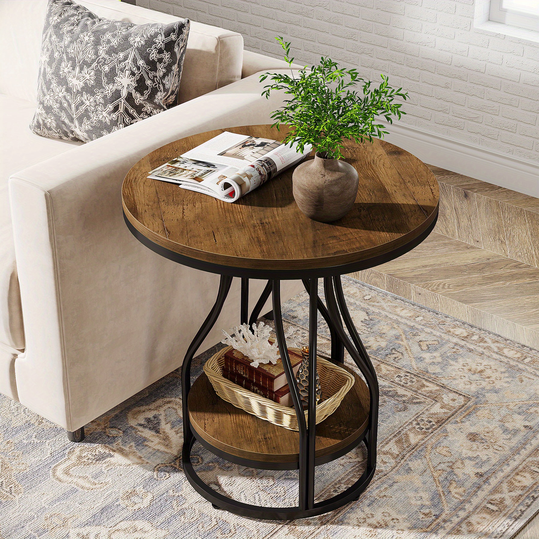 small round side end table for living room, modern htstand bedside