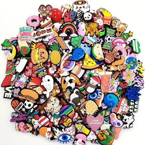 12 22 32 50pcs of fun pvc random shoe charms suitable for flat shoes and sandals decoration for mens and womens shoes perfect gift for teens men women and