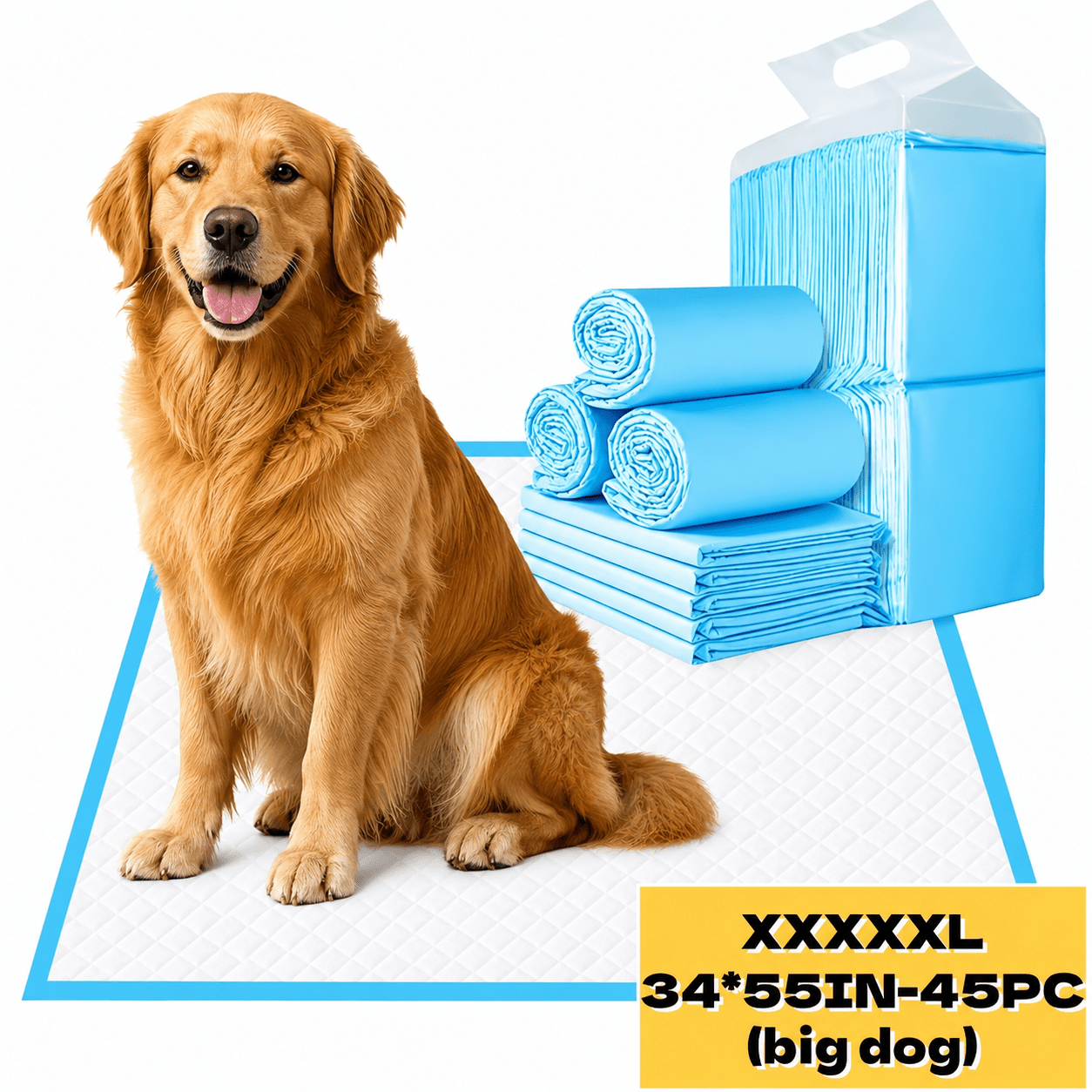 TEMU Xxxxxl/4xl-34 * 55/35* 35 Inches -45/70pcs (for Large Dogs Only), Upgraded And Thickened Super Absorbent Leak Proof Puppy Training Pad,