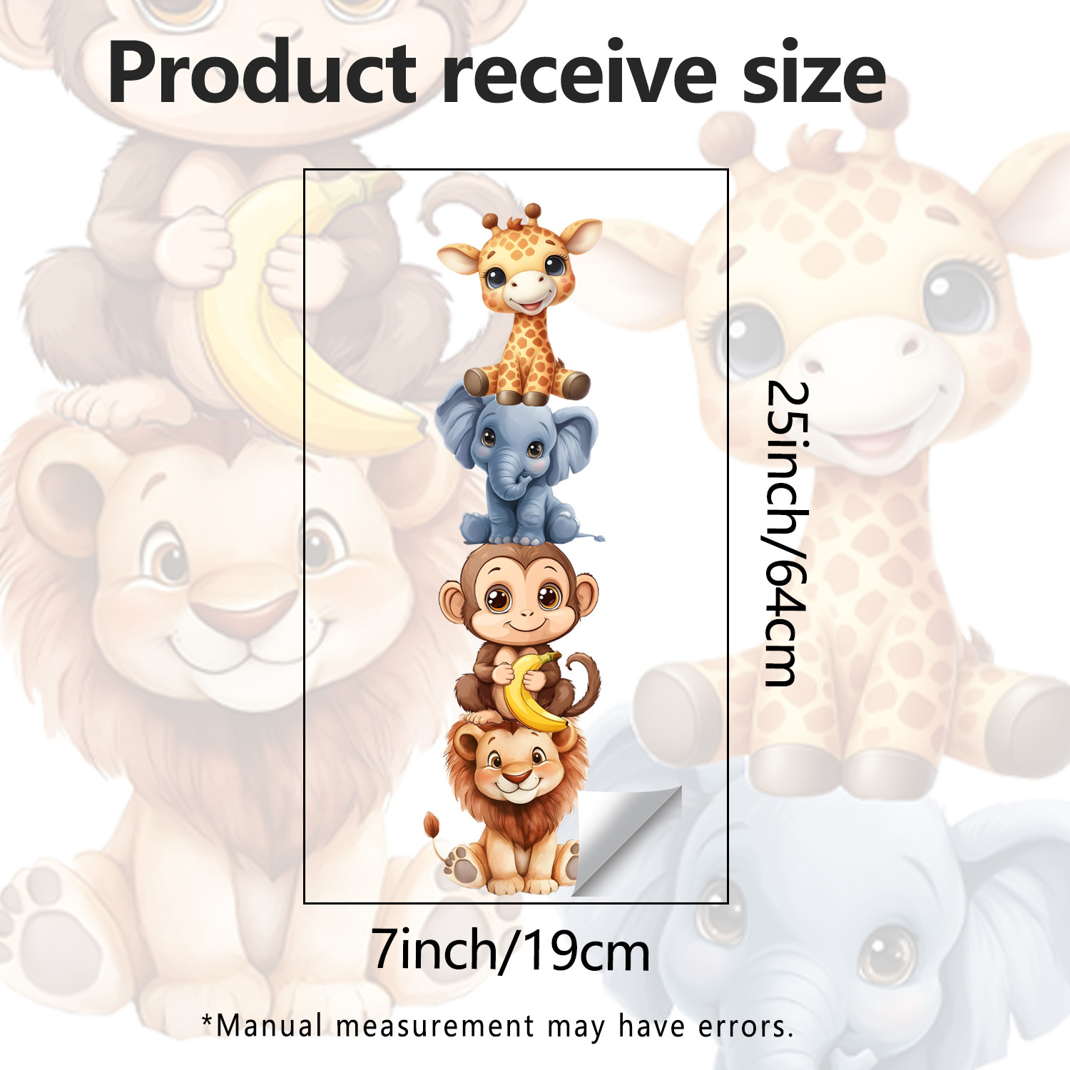 TEMU 1pc Stacking Animal Glass Window Sticker, Giraffe Elephant Monkey Lion Pattern, Pvc Static Cling No-glue Decal, Bedroom Living Room Study