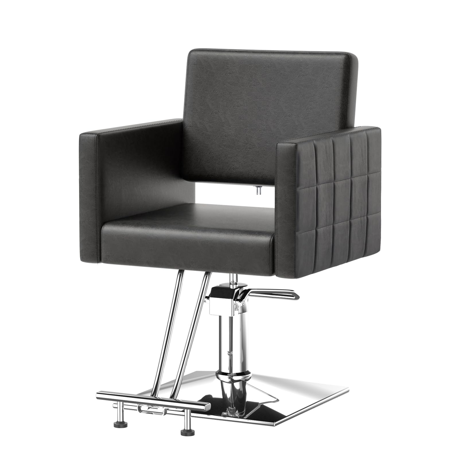 Image of Barber Chair, Height Adjustable 90-105cm, Barber Chair, 150kg Load Capacity, Salon Chair With T-shaped Footrest, Pvc Material (black, 64 X 49 X 105cm)