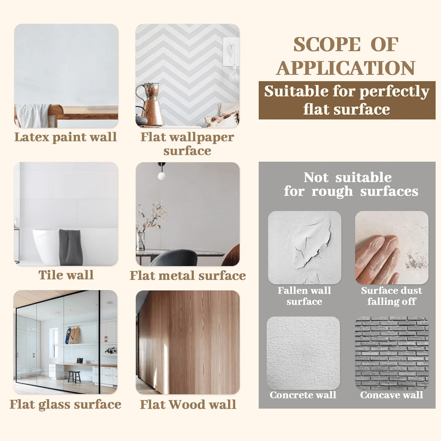 Acrylic Full-Length Wall-Mounted Mirror, Frameless Design