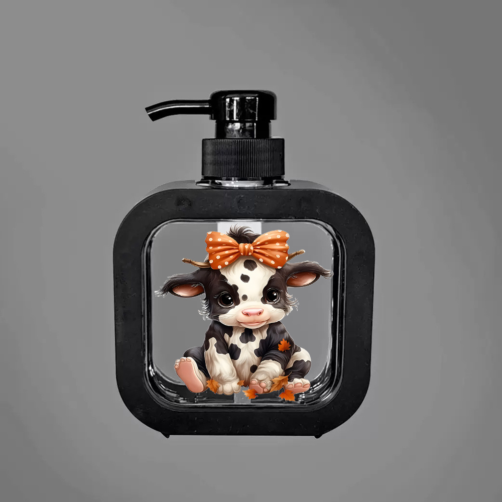 TEMU Cow-themed Refillable Soap Dispenser With Pump - Cute Cow-shaped Hand Soap Bottle Suitable For , Hygienic Refillable Pump Dispenser, Compact