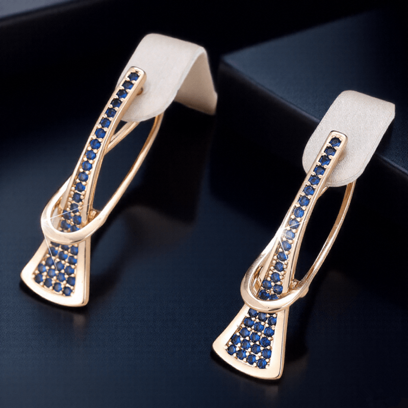 TEMU Goldfarbene Ohrringe mit blauem Tropfenform für Damen, romantisches Geschenk, Accessoires, Modeschmuck