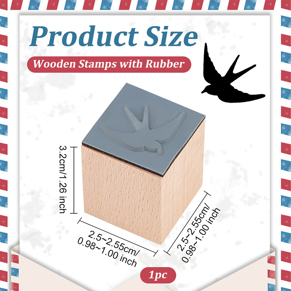 Wooden Stamps with Rubber for Crafting