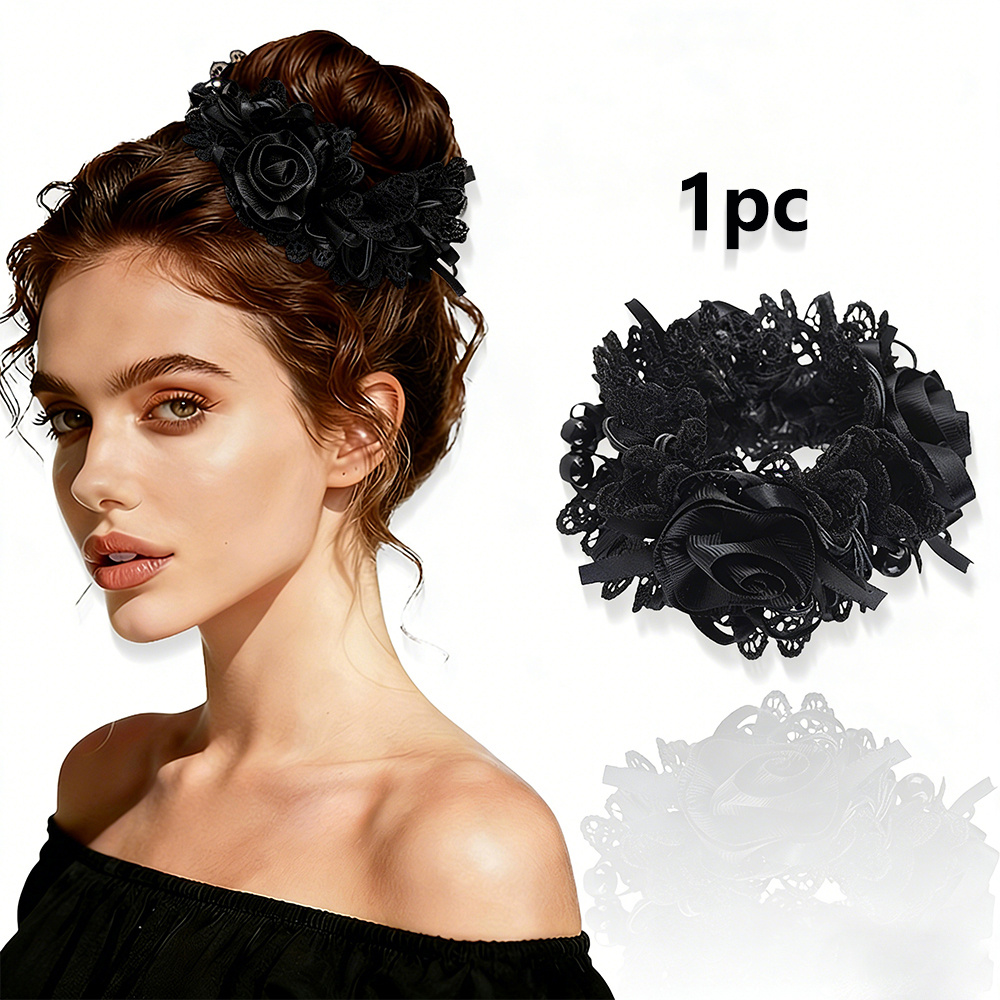 E-shop Haarband im böhmischen Stil mit Rosenblüten | Modische Haarreifen mit Spitzenstickerei und Stoffblumen für und Hochzeitsfeiern
