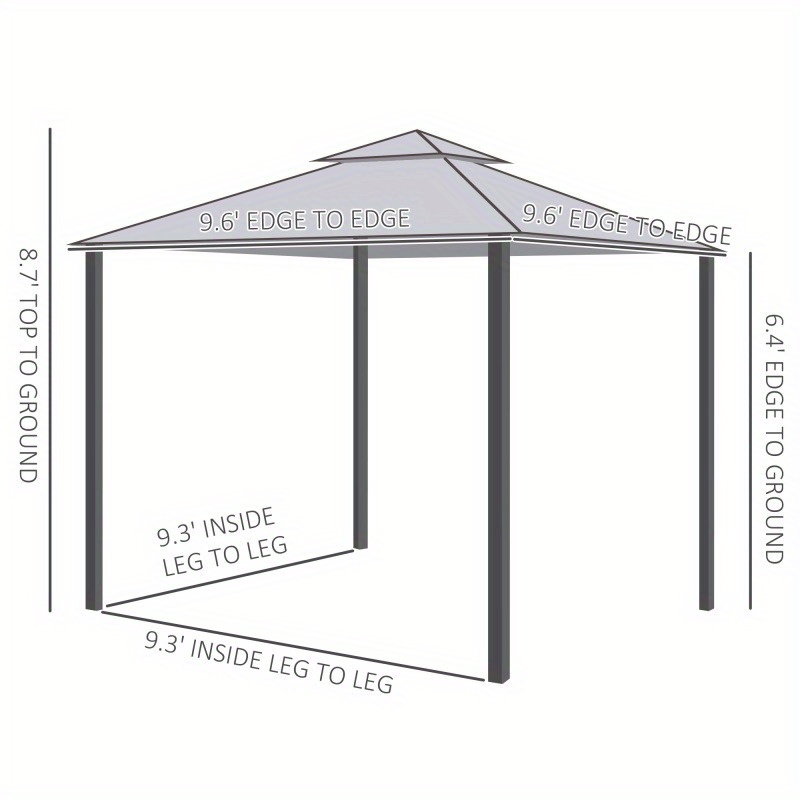 Outsunny 9.6x9.6 Patio Gazebo with UV-Blocking Canopy & Mesh Walls/Top - Heavy-Duty Steel Frame Outdoor Shelter, Easy Assembly, for Backyard, Garden, Deck, Poolside - Gray, Garden Shade, Twotier Roof, Sturdy Build, Shade Structure, Family Gatherings