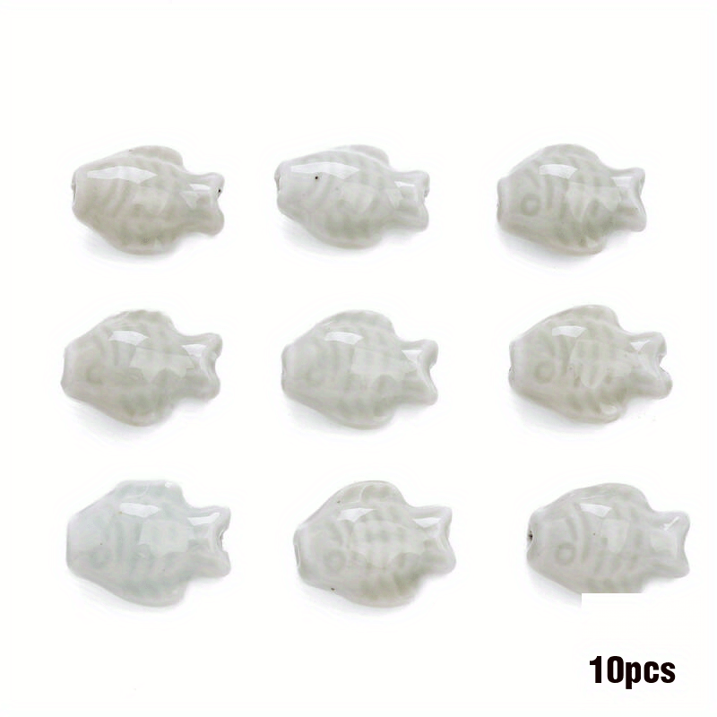 10pcs Handmade Ceramic Fish Beads for DIY Bracelets