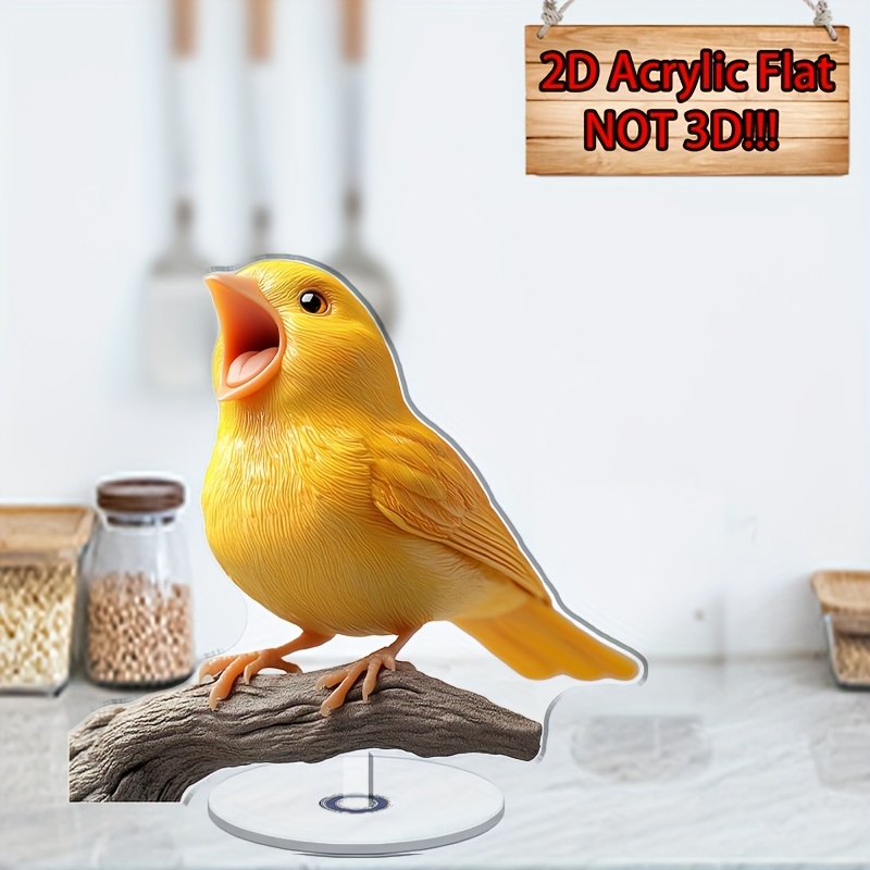 TEMU Figurine de Chanteur Rotative Plate 2D - Décoration d'Oiseau Rétro avec Base en Branche, Cadre, Convient pour Décoration de Table, Bureau,