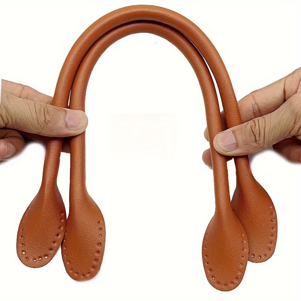 Image of 2pcs Approximately 16.54-inch Length, Faux Leather Strap, Core Stitching With Oil Edge, Bag Purse Handle Hand Sewn Versatile Fashion Essential Replacement Additions