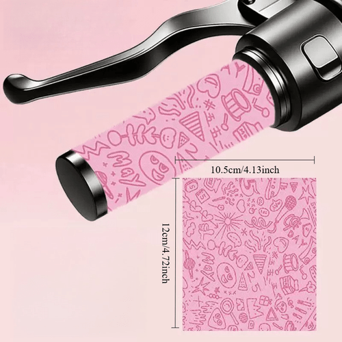 2pcs cute doodle pattern motorcycle handlebar grips waterproof vinyl motorcycle handlebar stickers suitable for universal motorcycle grips and bicycle grip decoration