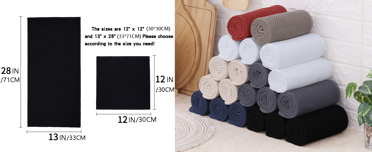 100% Cotton Dish Cloths for Washing Dishes, 8/10/12 Pack Soft Absorbent Kitchen Towels And Dishcloths Sets, Quick Drying Dish Rags 30.48X30.48 cm And 33.02 X 71.12 cm