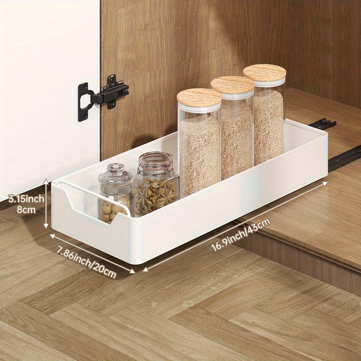 1pc Pull-Out Cabinet Drawer Organizer Sliding Metal Storage Shelf  Film Fixing for Kitchen, Living Room Bathroom Supplies, Spi