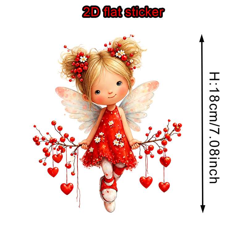 TEMU 3pcs Red Outfit Cute Flower Elf Pattern 2d Flat Iron-on Transfer Stickers, Suitable For T-shirts, Sweatshirts, Jeans, And Throw Pillows, Durable