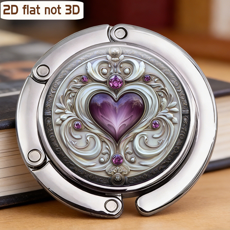 TEMU 2d Flat, Bohemian Heart-shaped Gemstone Bag Hook - Portable Table Hanger Suitable For Table, Desk, Coffee Shop & Meetings, Folding Purse Holder