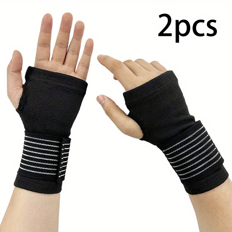2pcs Wrist Elastic Wristband, Wrist Compression Wrap Adjustable Wristband, To Wrist, Men's And Women's Sports Cycling Basketball Volleyball Badminton Sports Gloves