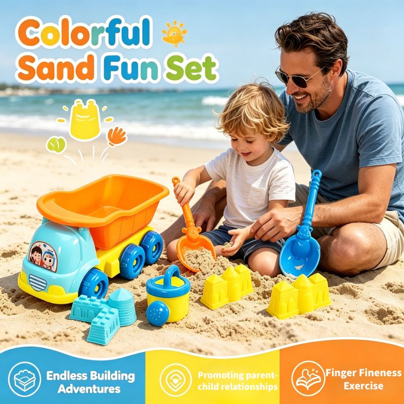6pcs Beach Sand Play Set with Truck and Molds
