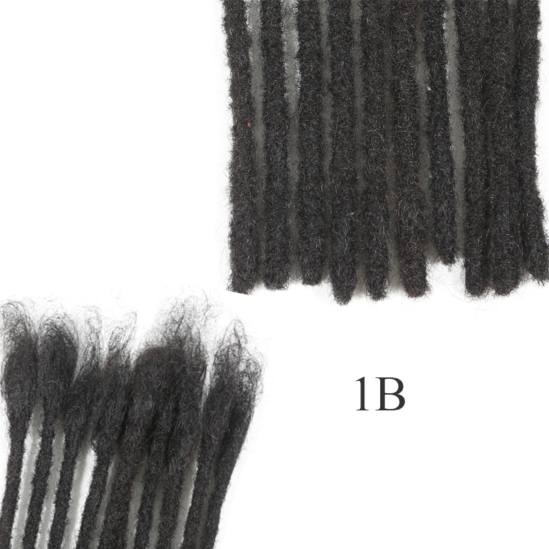 TEMU Extensions de dreadlocks permanentes #1B en cheveux humains, 10 mèches/, largeur de 0,6 cm, cheveux humains, afro crépus bouclés épais à lâches,