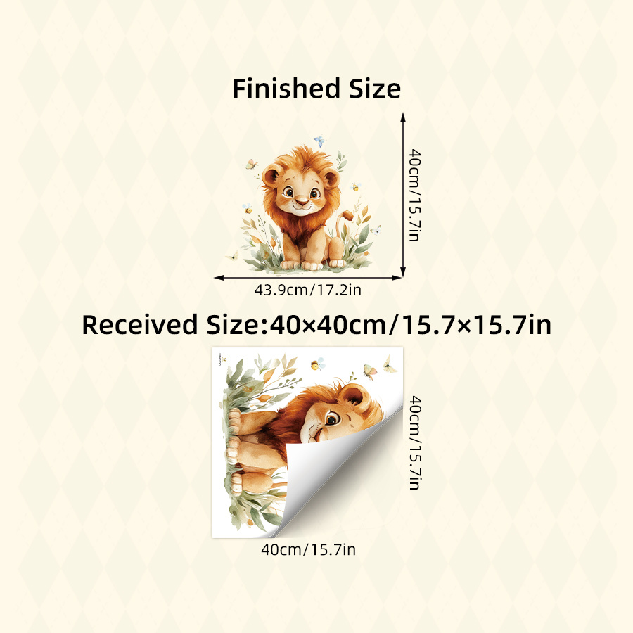 Image of Cute Cartoon Lion Wall Stickers For Home Decor - Removable Animal Bedroom Decals, & Stick Diy Wall Art