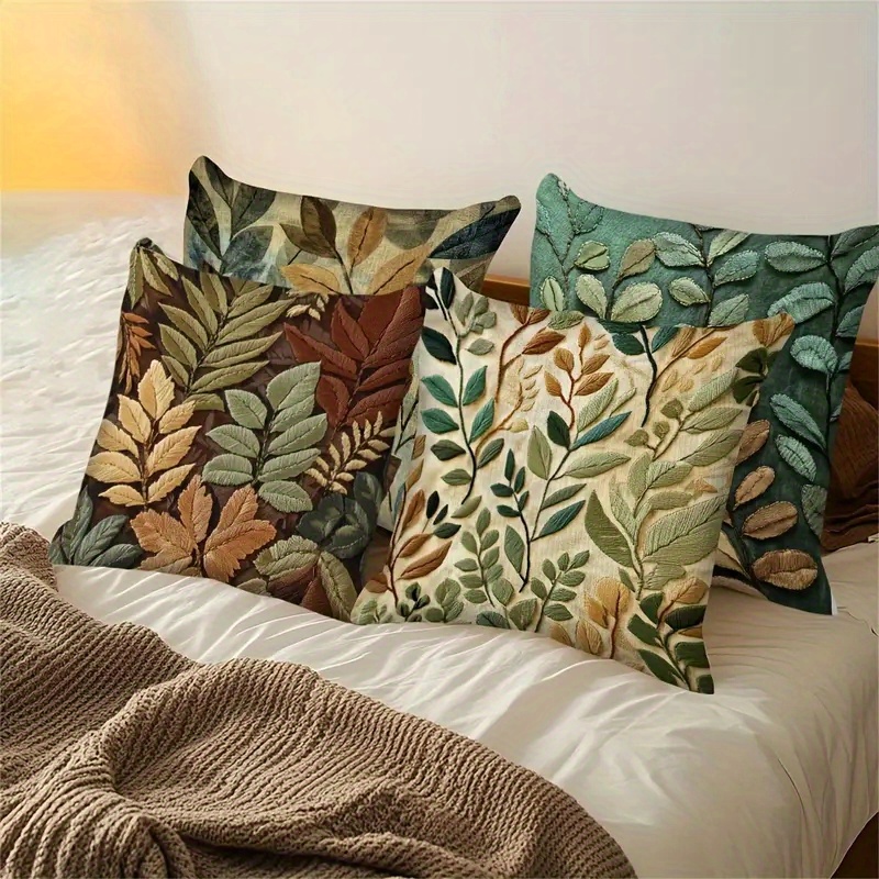 4pcs 2d flat   sided print non embroidered leaf pattern short plush pillowcase machine washable suitable for daily use valentines day mothers day   halloween thanksgiving christmas holiday decoration 2d flat Product details 9