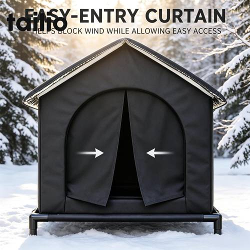 tailio winter inproof elevated pet house du ble oxford fabric with warm cozy pad in snow proof indoor outdoor use for cats small dogs