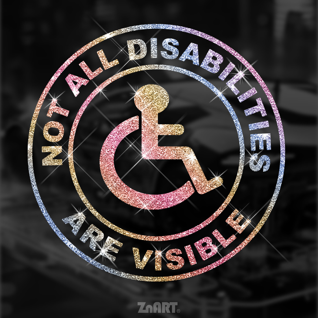 TEMU 1pc "not All Disabilities Are " Shimmery Vinyl Sticker For Motorcycles, Cars, Trucks, , Wall, Laptops, Bling Car Stickers, Detachable No Residue Self Adhesive