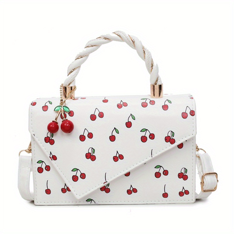 Image of Women'single-shoulder Bag, 2025 Cherry Print Handbag/tote Bag, Fresh, Cute, And Sweet Single-shoulder Crossbody Bag, Chic With Cherry Charm, Multiple Colors , Halloween Bestselling Women'bag