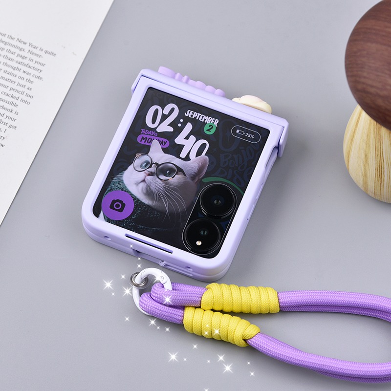 TEMU Phone Case: With Hinged Mid-axis Protector + 3d Lettering For Girls + Contrast-color Lanyard Phone Case, Mix Flip