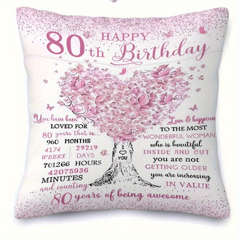 TEMU 1pc Of An 80th Birthday Pillow Cover, Measuring 44.96x44.96 Cm, A Thoughtful Gift For Mom Featuring A Message, Home Decoration, With A Zipper