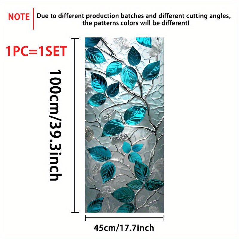 TEMU 1pc Glass Film 2d/flat Pattern Frosted Pvc Material Window And Door Sticker, 17.7x39.3inch 45*100cm Self-adhesive Privacy Protection Film For