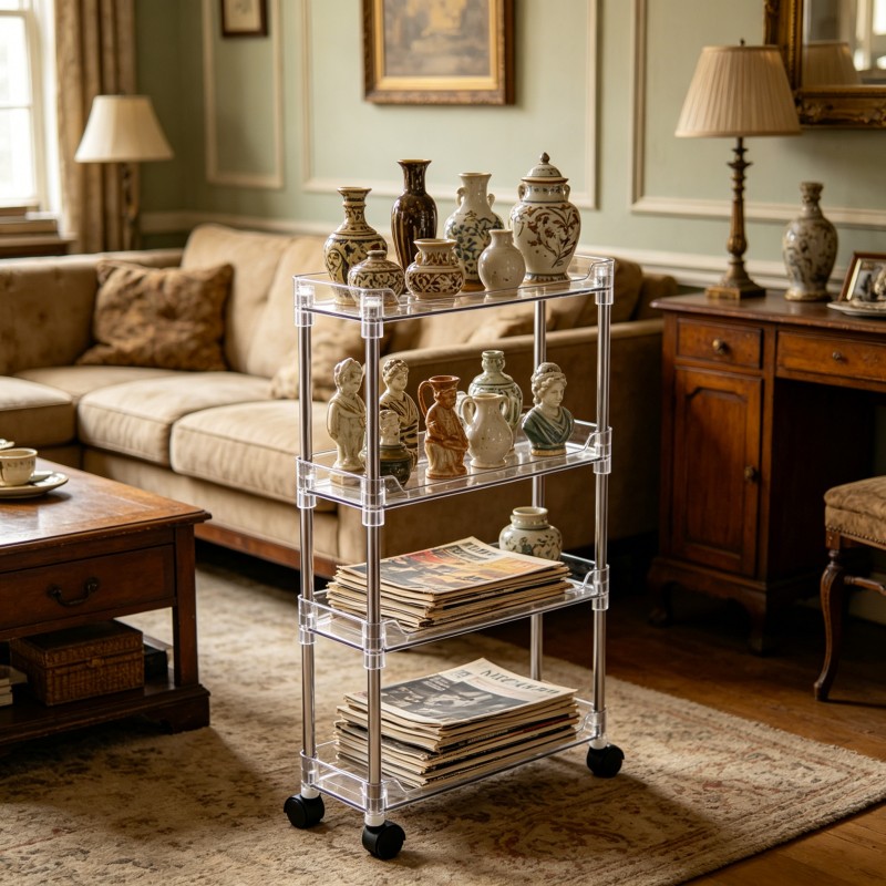 side standing storage shelf for home tight   kitchen storage trolley utility racks Product details 2