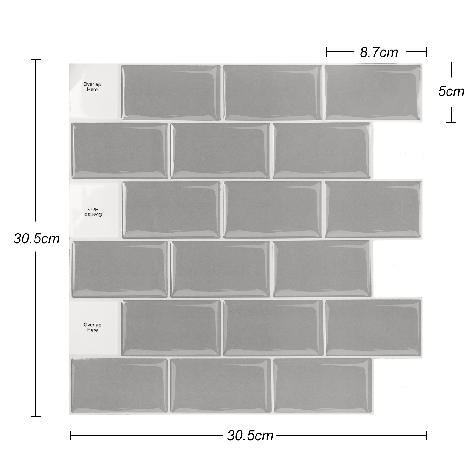 Image of Tile Stickers 30. 5 X 30. 5cm Self-adhesive Tile Stickers Wall Tiles Self-adhesive For Kitchen Dining Room Bathroom Tile Film Decoration - 20pcs (glossy White/white/grey)