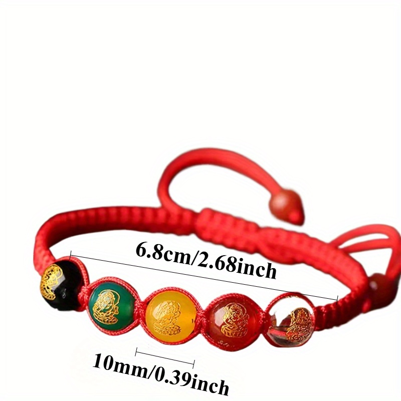 Bohemian Style Adjustable Red Rope Bracelet with Multicolored Beads