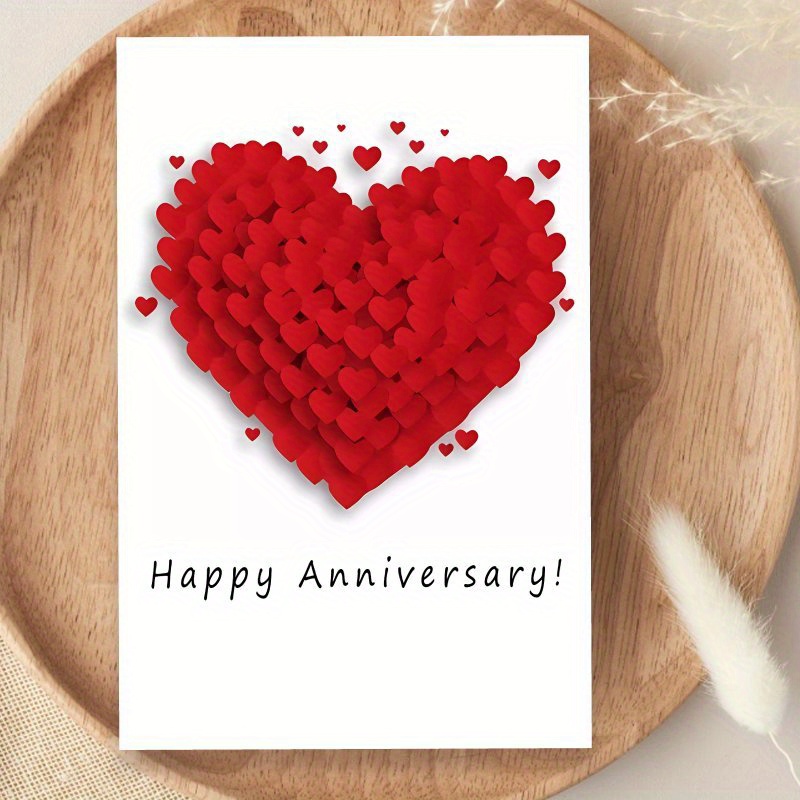 TEMU 1pc Greeting Card With Envelope, A Fun Heart-shaped Anime Anniversary Card, A Unique Gift For Your One, Spring And Valentine's Day