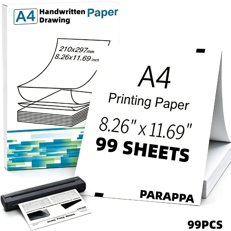 TEMU 99-pack A4/us Letter Size Printer Paper, Premium Continuous Fax Paper For Office, School & Home Use, Compatible With Most Printers, Fax Machines