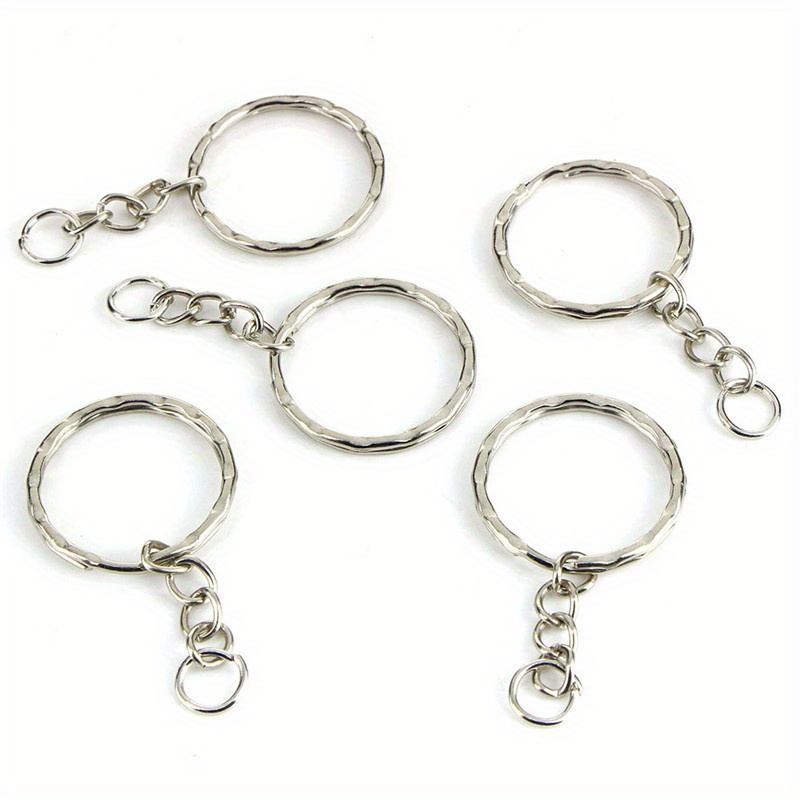 50pcs Diy 25mm Polished Silvery Keyring Keychain Split Ring Short Chain Key Ring