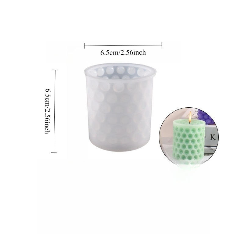 TEMU Candle Silicone Mold Creative Diy Geometric Pillar Aromatherapy Candle Silicone Mold, Cylindrical Dot Candlestick Gypsum Epoxy Resin Mold