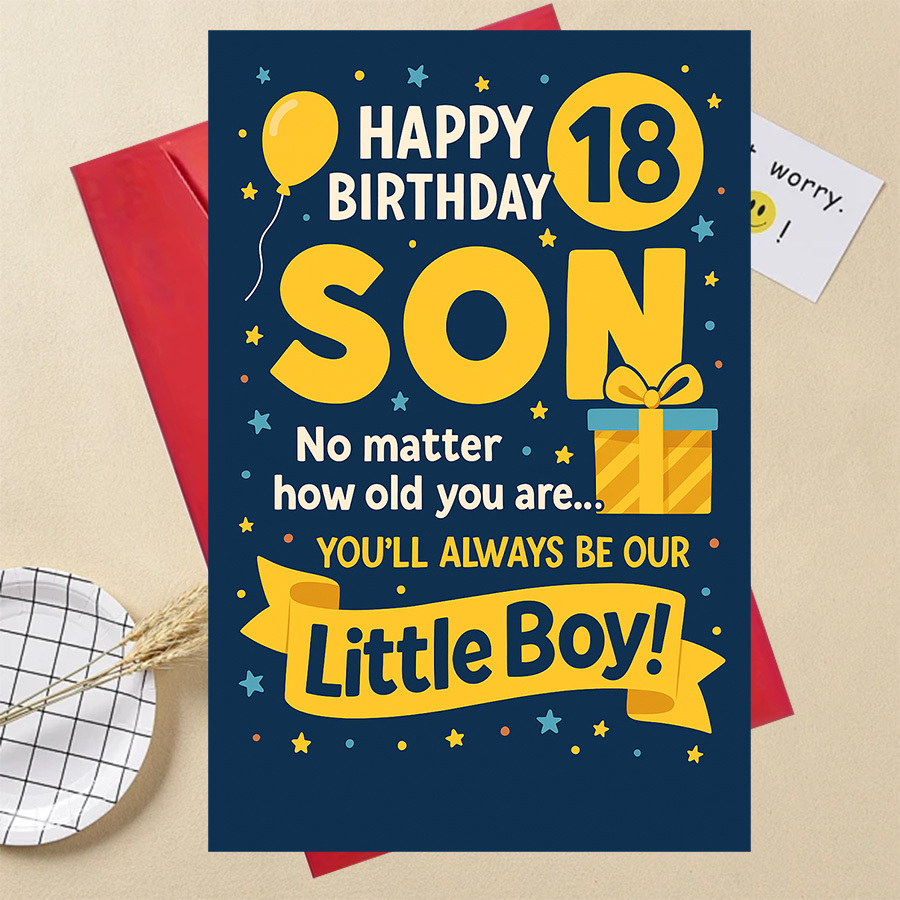 TEMU 1pc Lustige Geschenkehappy 18th Birthday Card For Son From Parents Unique Greeting Card For Son Turning 18 Birthday Gift For Him Milestone
