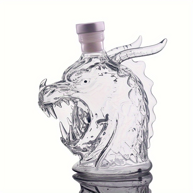 TEMU 10.14oz 3d Dragon-themed Whiskey With Stand - Large Capacity Glass Bottle, Intricate Mythical Design For Home Bar Decor, Halloween & Christmas Party Accessory, Unique Holiday Gift