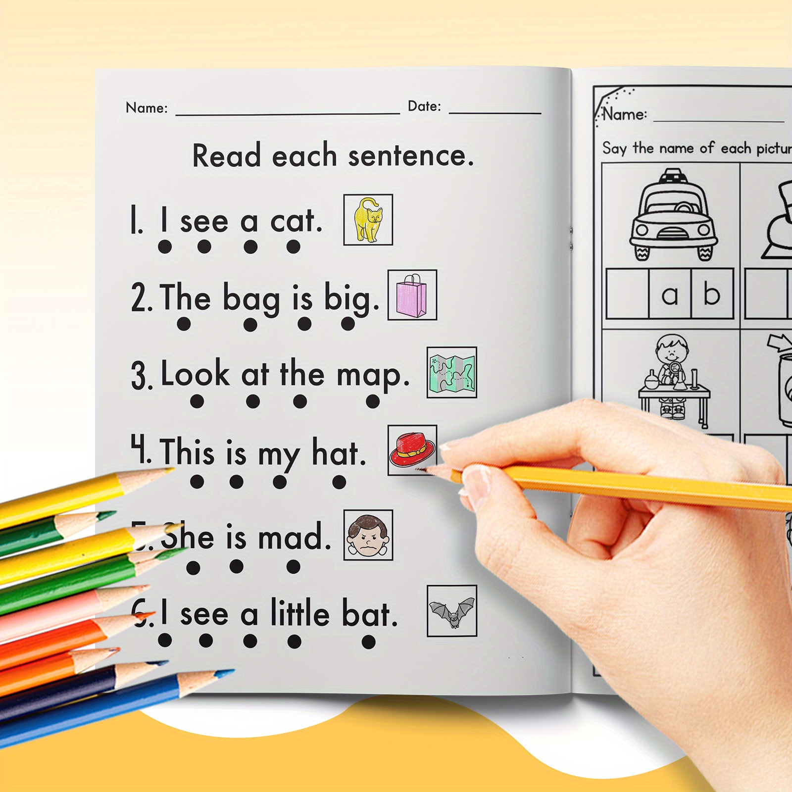 1pc Educational Activity Book Learn words for Children: lmprove Learning Ability with Letters