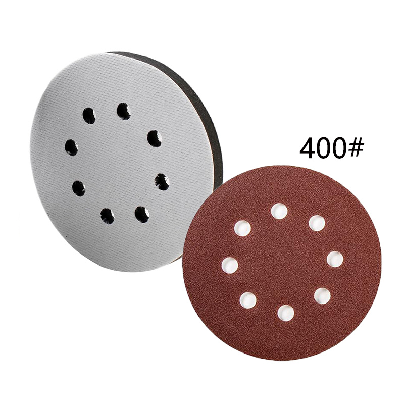TEMU 2pcs Include 5-inch 8-hole Sponge Buffer Grinding Pad And 400# Polishing Sandpaper. Equipped With Interface Foam Sponge Grinding Pad (for Random