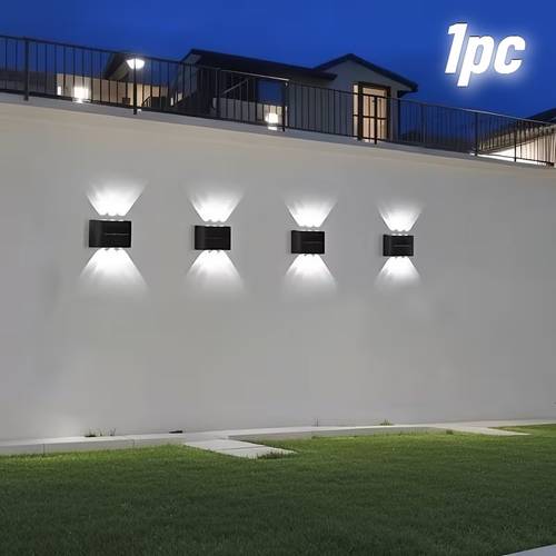 6 led solar wall light solar wall sconce outdoor anti glare lighting solar outdoor wall light solar outdoor wall washer dual head wall sconce energy saving solar charging semi recessed installation soft light non glare