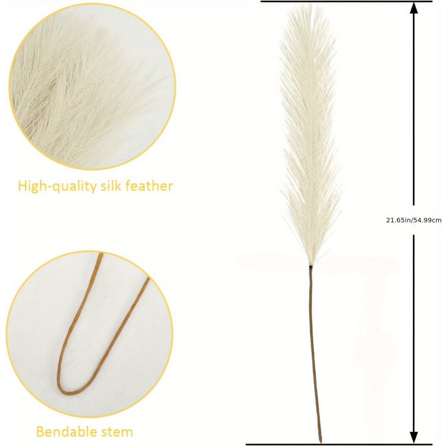 18pcs 54.86cm Herbe de Pampa Artificielle, Roseaux Moelleux pour Centre de Table Vase Décoration Intérieure, Décoration Salon Chambre à Coucher, Style Bohème (Crème Blanc Beige Marron)