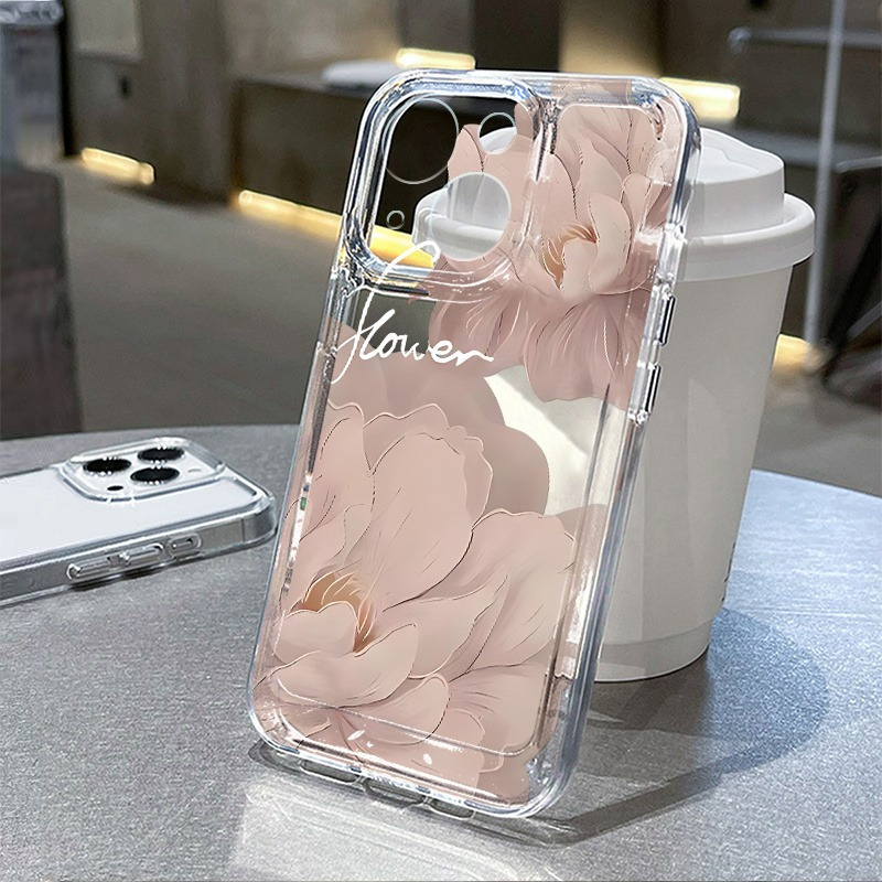 TEMU Phone Case - A Transparent Soft Phone Case Featuring Pink Flowers, Compatible With Iphone Including Iphone 16, 15, 14, 13, 12, And . It Makes A