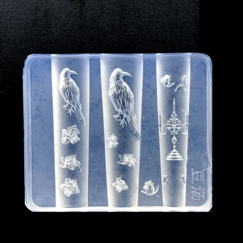 TEMU Silicone Molds For 3d Crow Nail Art Featuring A Candlestick , Decorating Nails