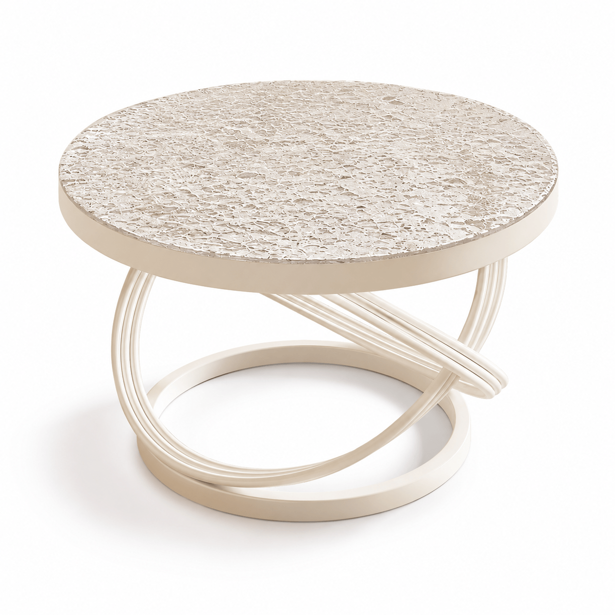 Image of Light Luxury Round Tempered Glass Coffee Table, Modern Accent Coffee Table For Small Space Apartment Living Room Household Use