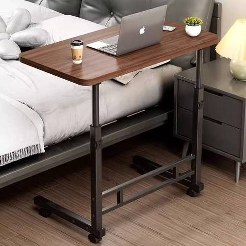 adjustable bedside sofa side table 4 wheel rolling laptop desk with height adjustable folding study table for home office multifunctional mobile snack tray with metal frame light brown coated wood top essential for home office modern study desk durable metal frame couch side table