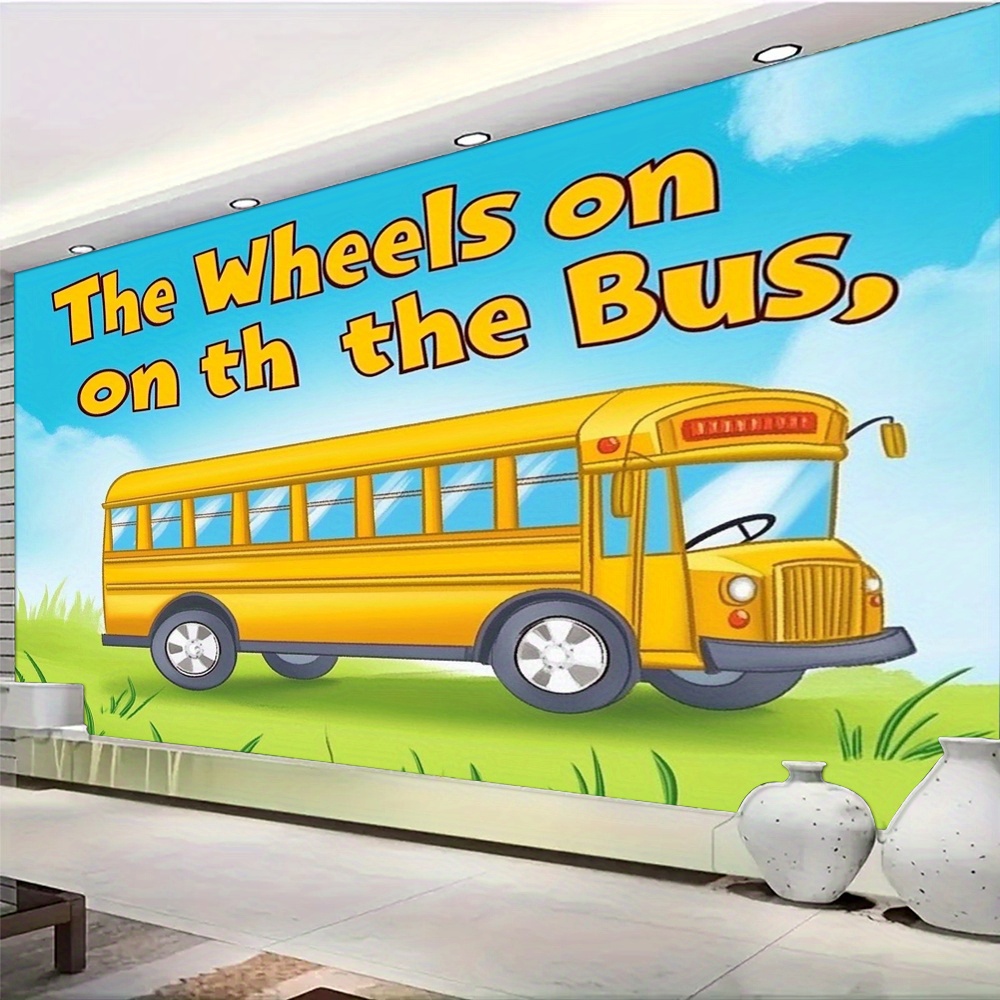 Wheels On The Bus Birthday Banner, School Bus Decorations For Party School Bus Birthday Banner Bus Birthday Party Decorations Back To School Banner Party Supplies