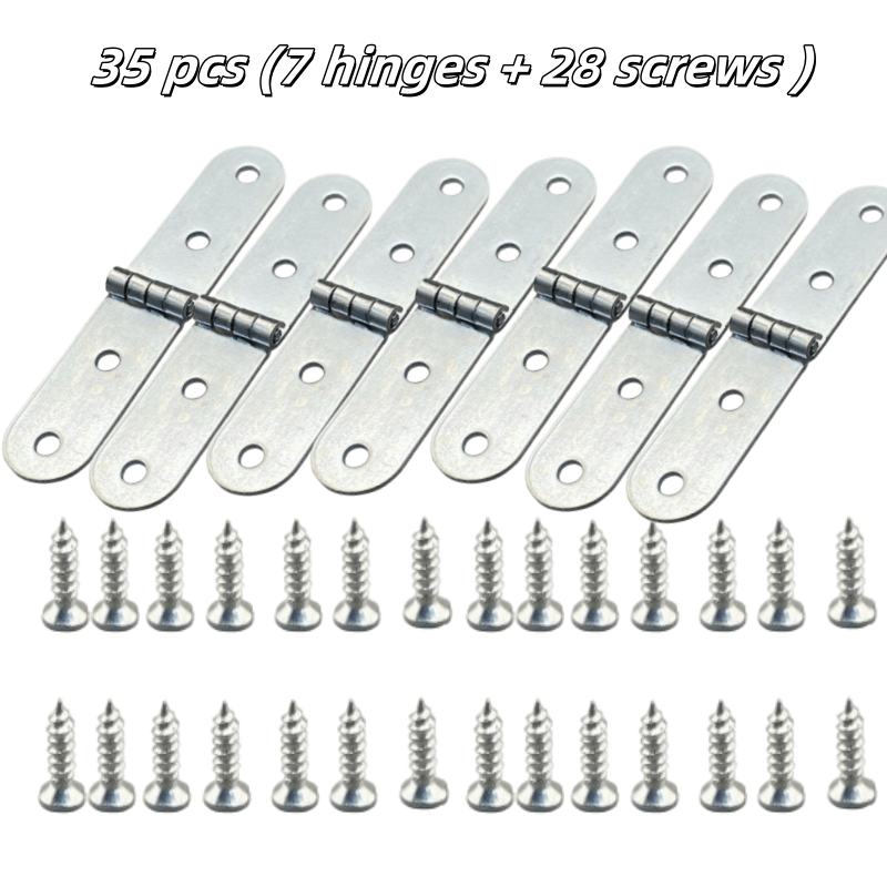 E-shop 7 Sets/35 Stück (7 Scharniere + 28 Schrauben) Hochleistungs-Falt-Scharniere, 90-Grad-Edelstahl-Scharniere, Wandhalterung, Falt-Erweiterungen,