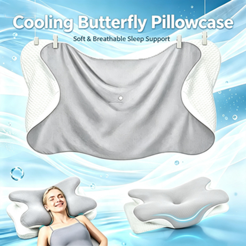TEMU Contour Cooling Pillowcase, Ergonomic Pillow Cover, Soft Breathable Machine Washable Replacement Protector, Compatible With -shape Cervical